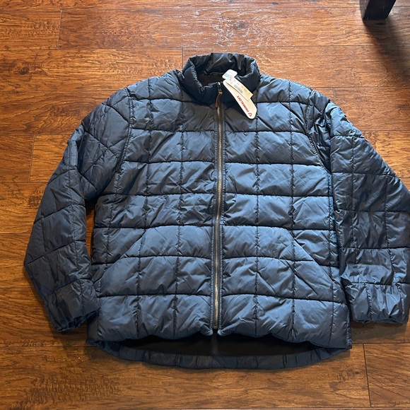 J.CREW puffer jacket insulated blue quilted fleece-lined leather-pull X- LG NWT - Picture 10 of 15